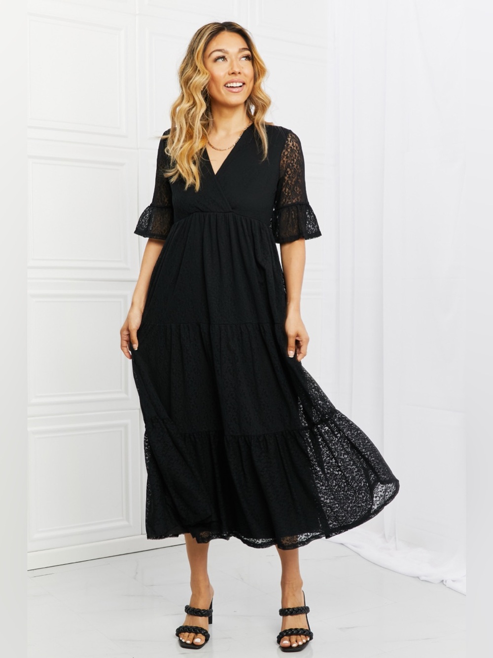 P & Rose Lovely Lace Full Size Tiered Dress - Picture 3 of 10